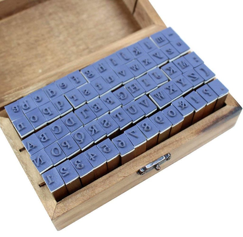 Estone 70pcs/set Wooden Box multipurpose Number Alphabet Letter Wood Rubber Stamp New - Image 3